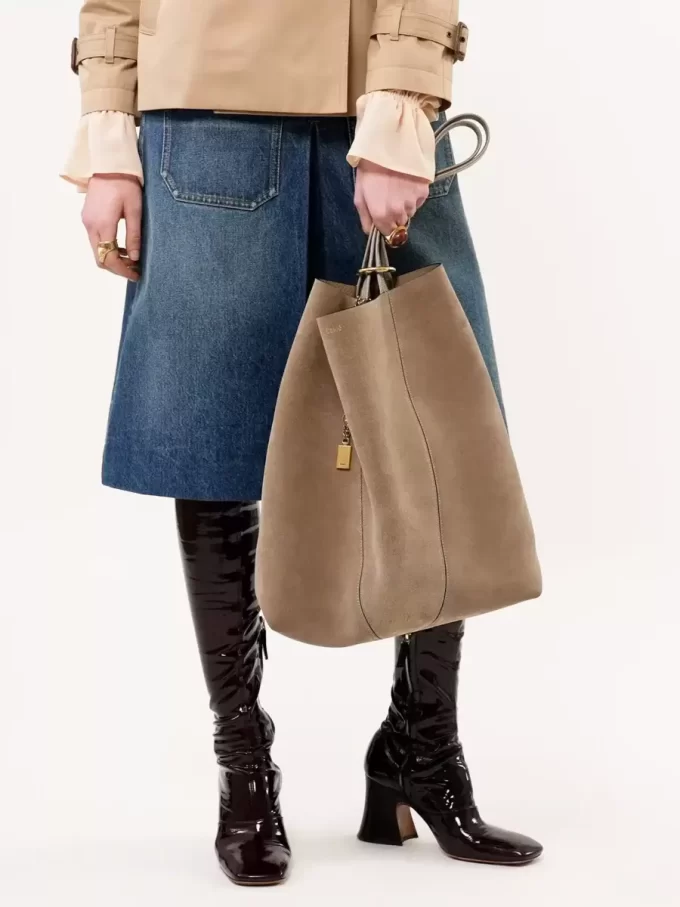 Large Chloé Spin tote bag in suede leather