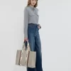Large Woody tote bag in linen