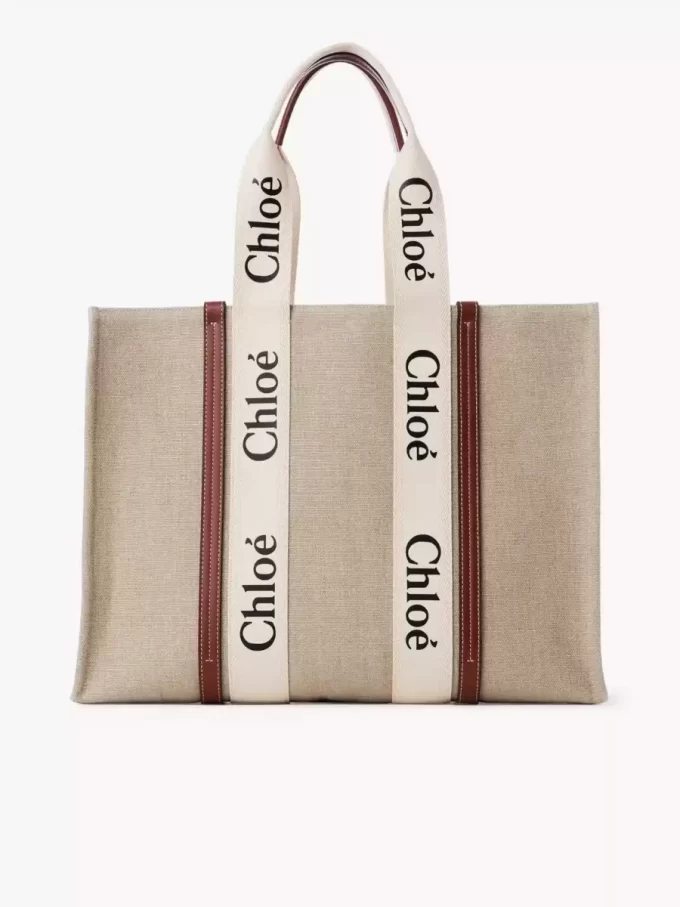 Large Woody tote bag in linen