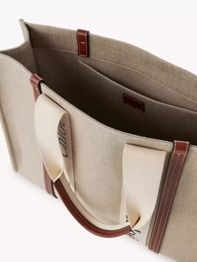 Large Woody tote bag in linen