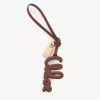 Logo bag charm in shiny leather