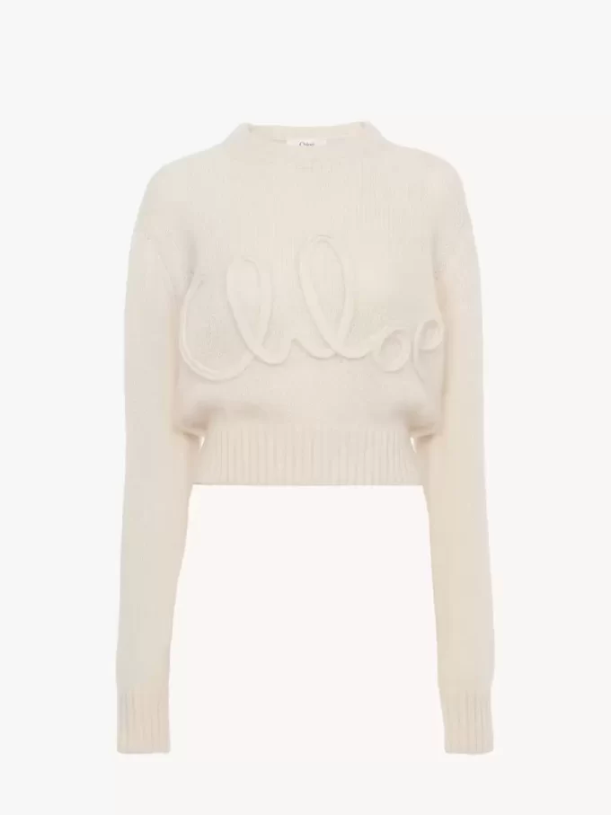 Logo sweater in alpaca wool & silk knit