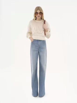 Logo sweater in alpaca wool & silk knit