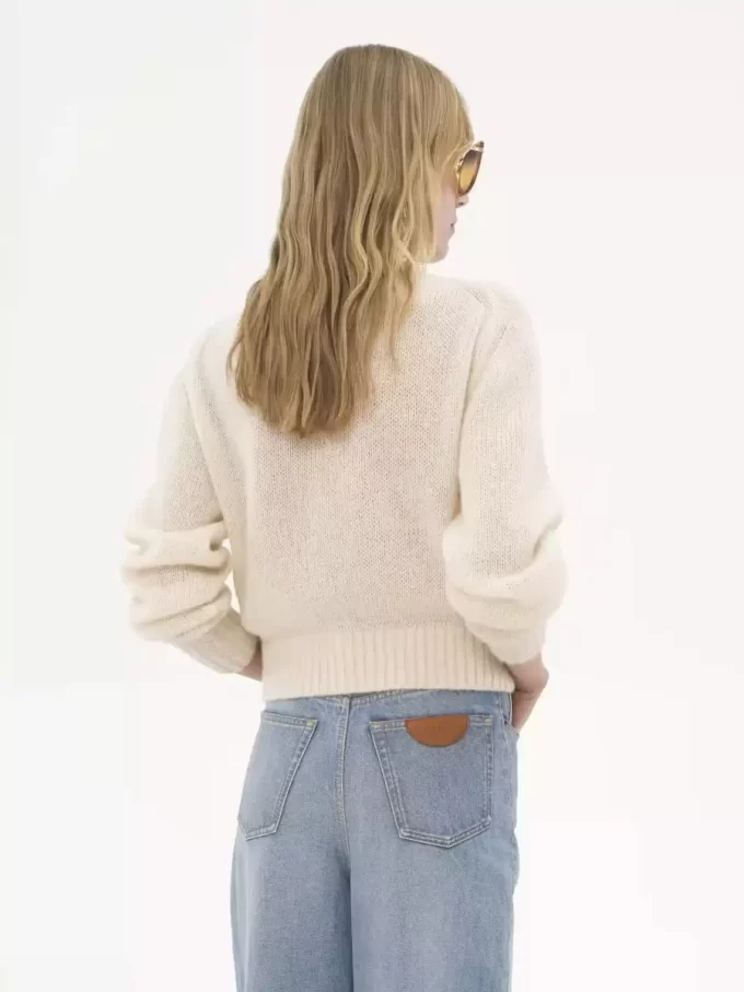 Logo sweater in alpaca wool & silk knit