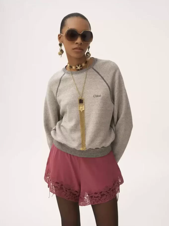 Logo sweater in cotton fleece mix