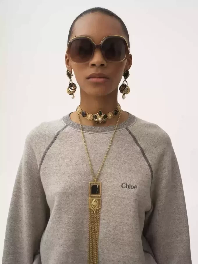 Logo sweater in cotton fleece mix