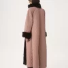 Long hybrid coat in technical satin