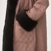 Long hybrid coat in technical satin