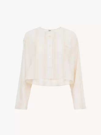 Long-sleeve cropped top in cotton