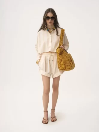 Long-sleeve cropped top in cotton