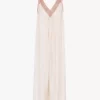 Long slip dress in silk habotai & lace