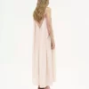 Long slip dress in silk habotai & lace