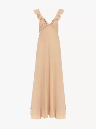 Long sun dress in crêpe de chine