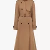 Long trench coat in cotton gabardine