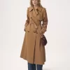 Long trench coat in cotton gabardine