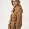 Long trench coat in cotton gabardine