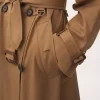 Long trench coat in cotton gabardine