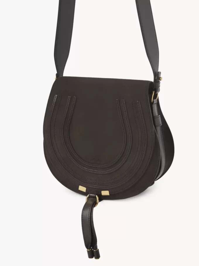 Marcie saddle bag in suede leather