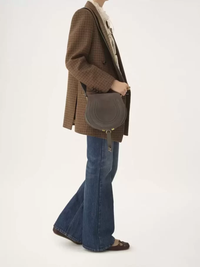 Marcie saddle bag in suede leather