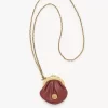 Micro Horse Medal coin purse necklace in grained leather