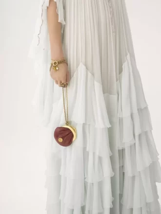 Micro Horse Medal coin purse necklace in grained leather