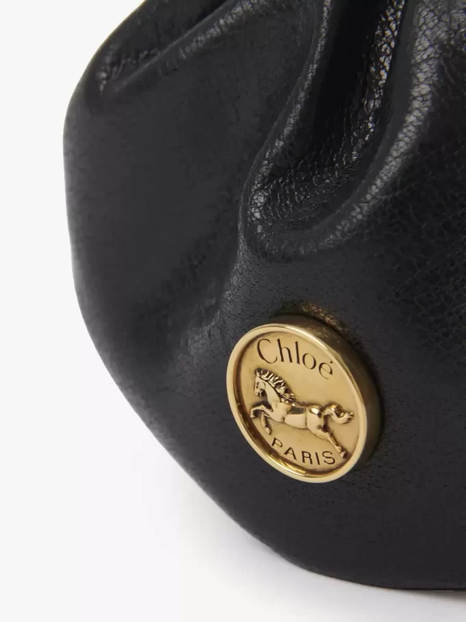 Micro Horse Medal coin purse necklace in grained leather