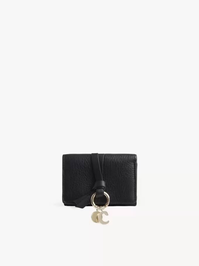 Mini Alphabet tri-fold in grained leather