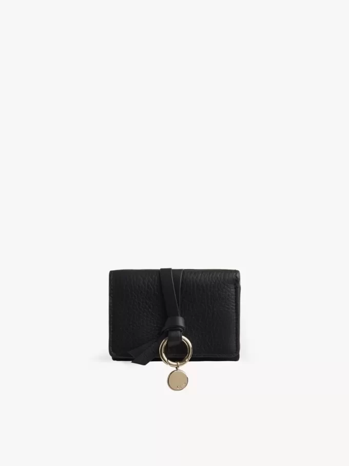 Mini Alphabet tri-fold in grained leather