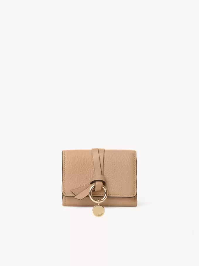 Mini Alphabet tri-fold in grained leather