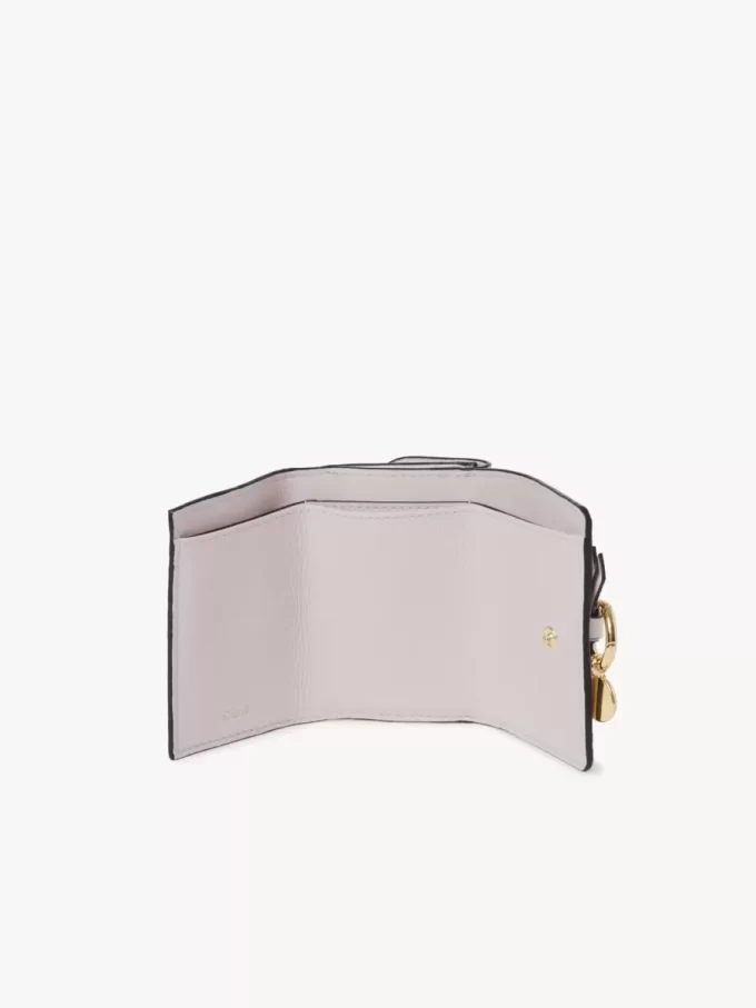 Mini Alphabet tri-fold in grained leather