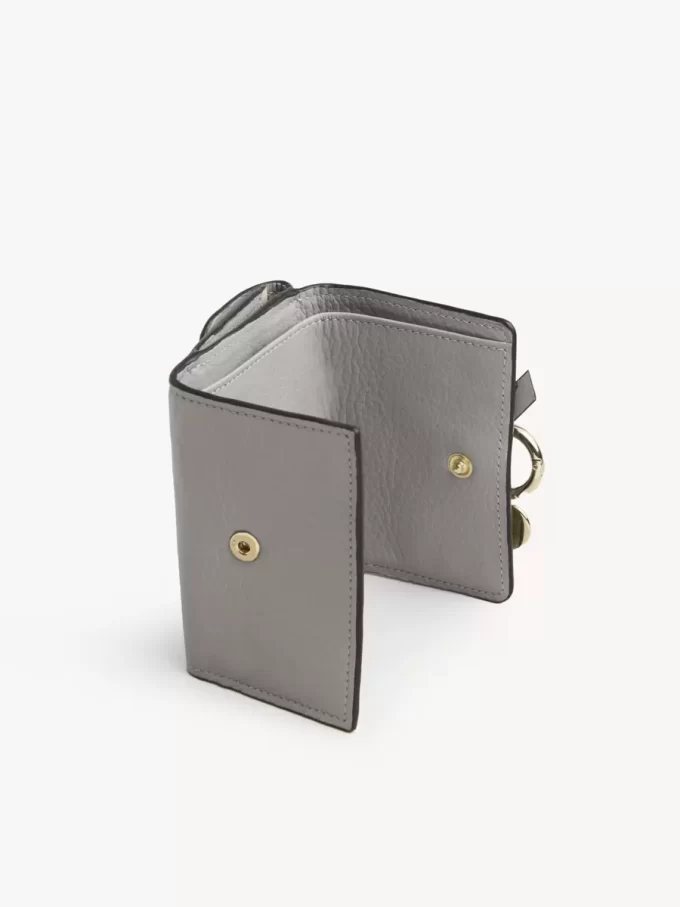 Mini Alphabet tri-fold in grained leather