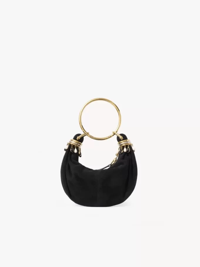 Mini Beaded Bracelet Hobo bag in suede leather