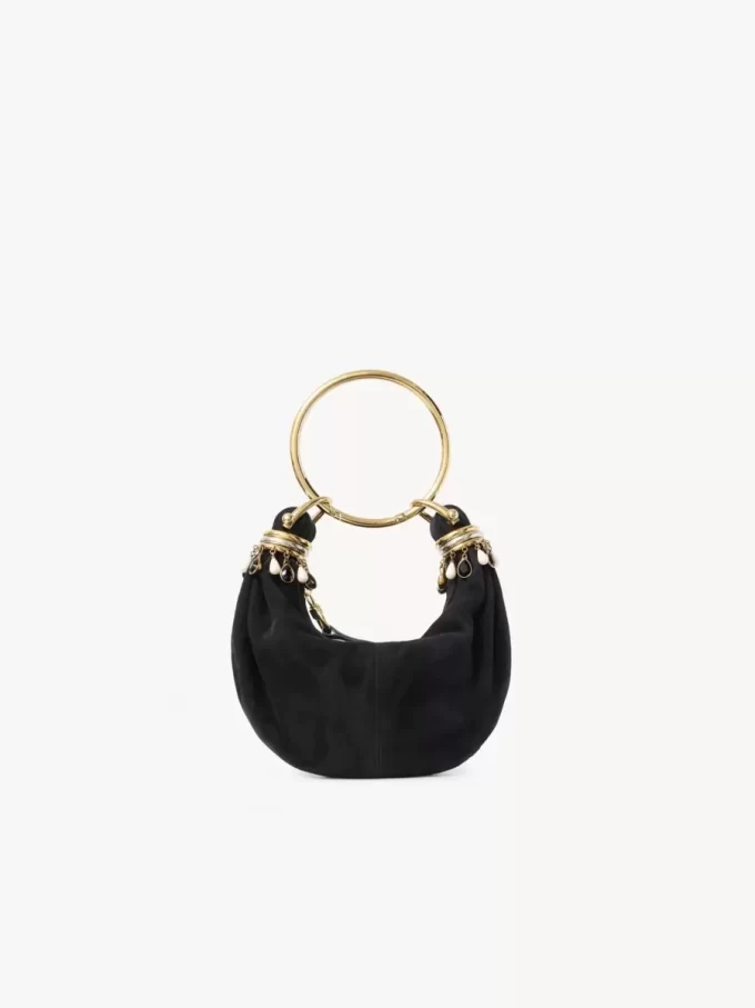 Mini Beaded Bracelet Hobo bag in suede leather