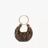 Mini Bracelet Hobo bag in leopard-print shearling