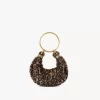 Mini Bracelet Hobo bag in leopard-print shearling