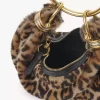 Mini Bracelet Hobo bag in leopard-print shearling