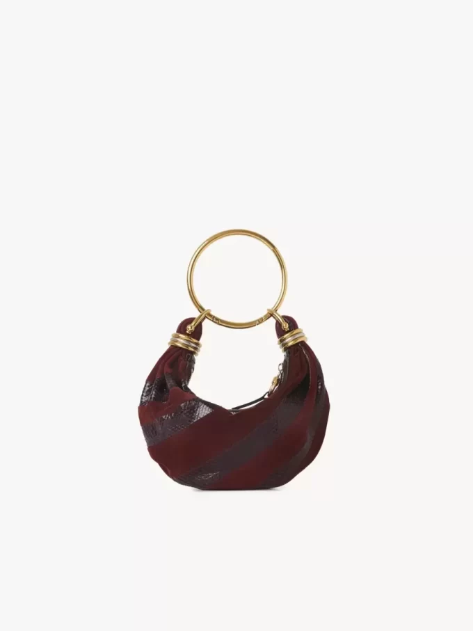 Mini Bracelet Hobo bag in suede leather & snakeskin