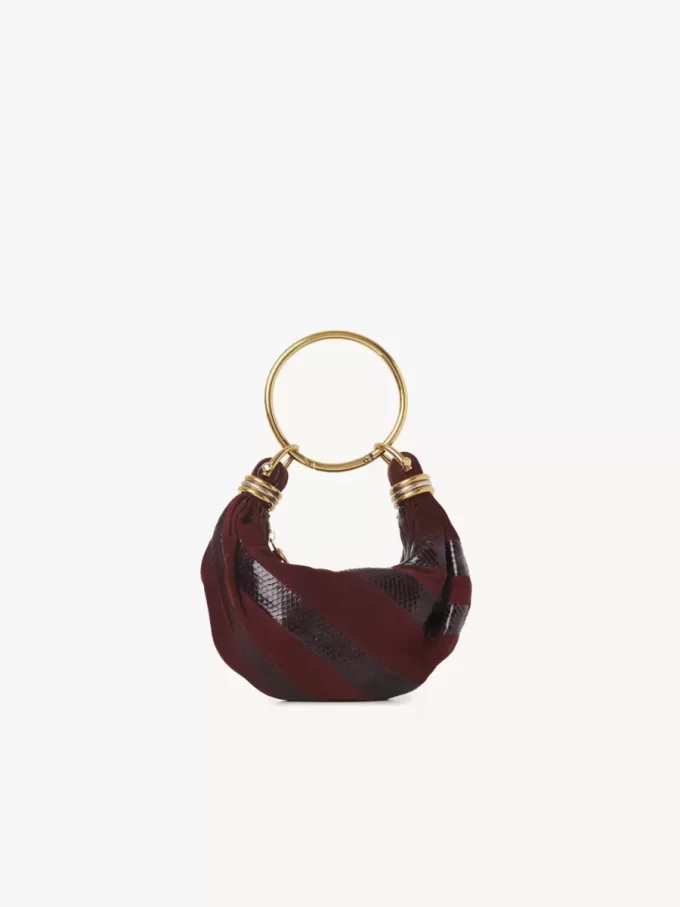 Mini Bracelet Hobo bag in suede leather & snakeskin
