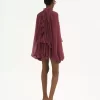 Mini cape dress in silk mousseline