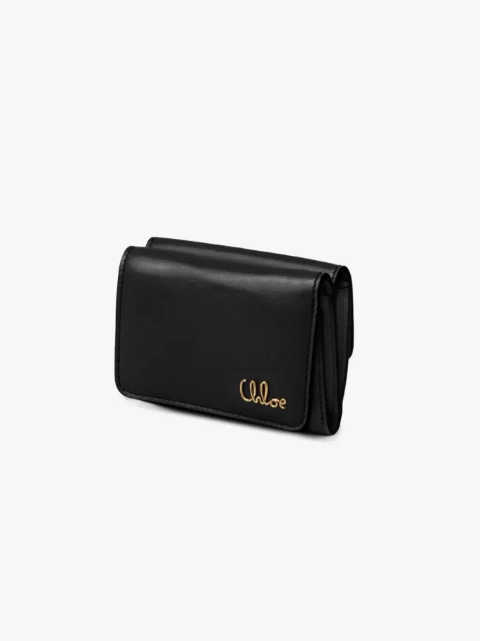 Mini Chloé Iconic tri-fold in shiny leather