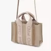 Mini Woody tote bag in linen