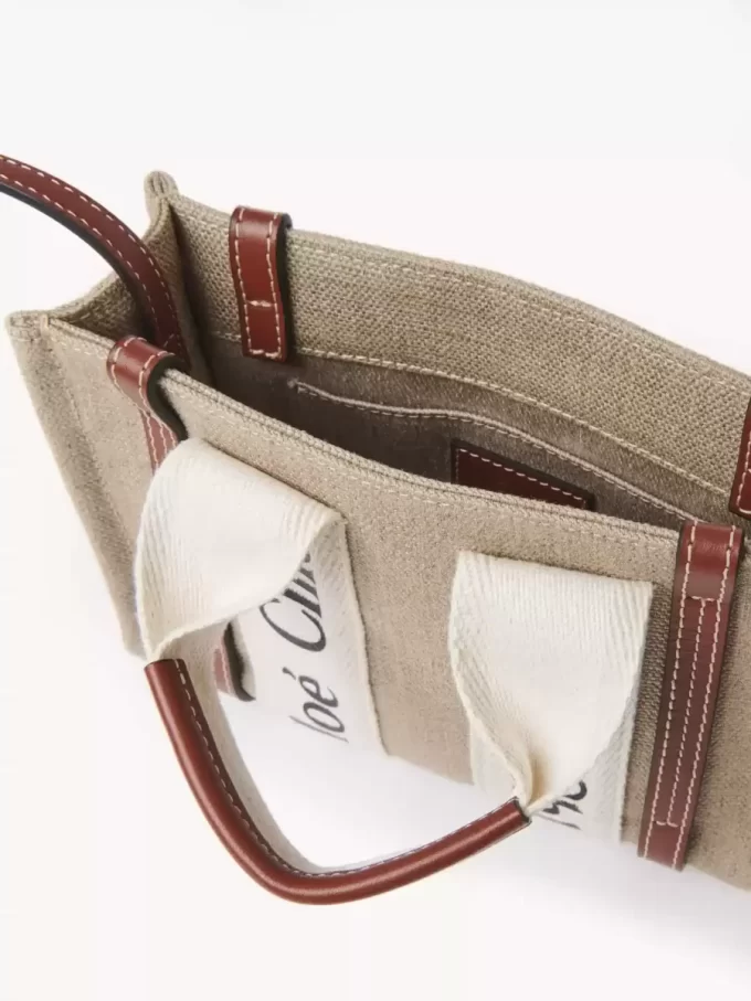 Mini Woody tote bag in linen Mini Woody tote bag in linen