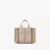Mini Woody tote bag in linen