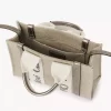 Mini Woody tote bag in linen & leather