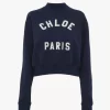 Mock-neck logo sweater in cotton fleece