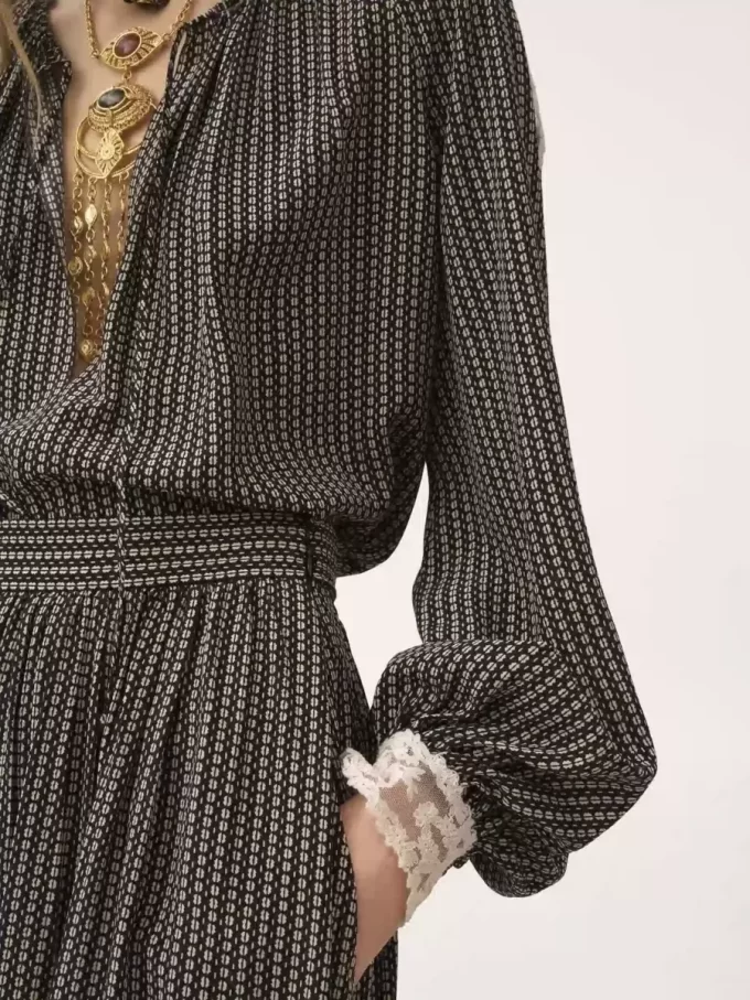 Gathered midi skirt in crêpe de chine