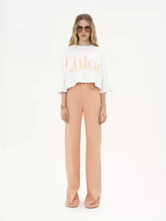 Oversized cropped logo T-shirt in cotton jersey