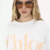 Oversized cropped logo T-shirt in cotton jersey