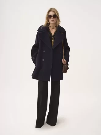 Oversized double-breasted coat in wool
