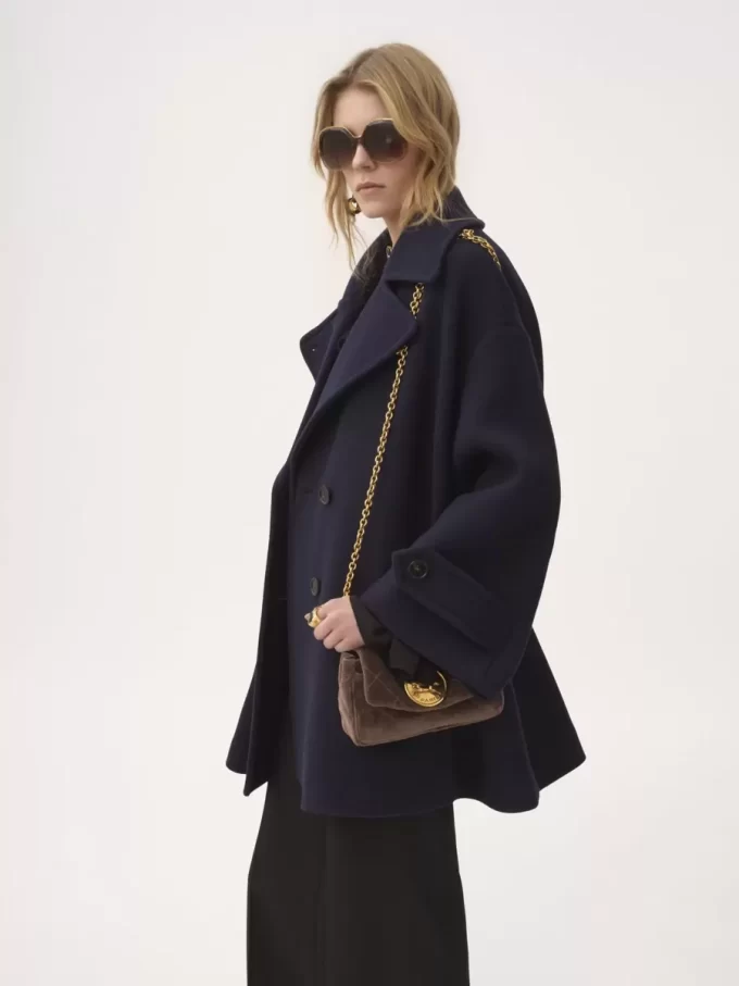 Oversized double-breasted coat in wool